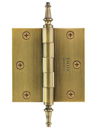 3 1/2" Solid-Brass Butt Door Hinge with Decorative Steeple Tips